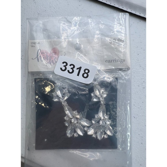 Studio His & Hers Clear Dangle Earrings Classic Wedding‎ Bling Statement - Picture 3 of 3